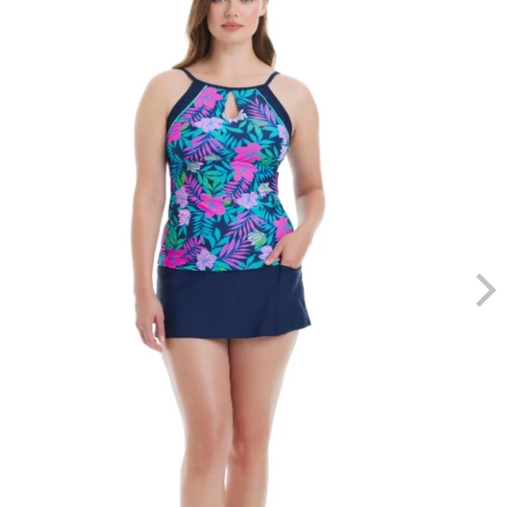 New ELLEN TRACY Women's Lightweight 2-Piece Tankini Swimsuit Set XL